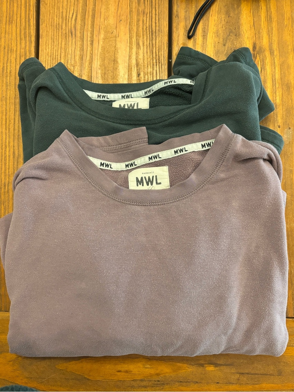 Madewell Crewneck Sweatshirt in Mauve and Dark Green